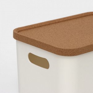 Корзина для хранения Korely maxi, 2,4 л, 23,5x16,5x13,5 см, с крышкой, цвет слоновая кость