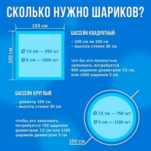 Шарики для сухого бассейна с рисунком, диаметр шара 7,5 см, набор 500 штук, цвет голубой