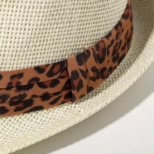 Шляпа женская MINAKU "Леопард", размер 56-58, цвет экрю