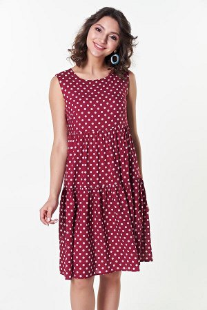 Платье Жанет №13.Цвет:бордовый/горох