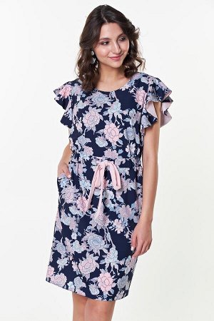 Платье Лола №3.Цвет:т.синий/розовый