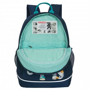 Рюкзак школьный GRIZZLY с карманом для ноутбука 13", жесткой спинкой, двумя отделениями, для девочки