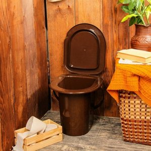 Ведро-туалет 13 л, со съемной ручкой, коричневый
