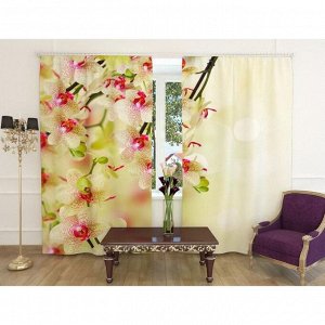 Фотошторы «Воздушная орхидея», ширина 150 см, высота 260 см, 2 шт, шторная лента, габардин