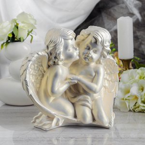 Статуэтка "Ангелы влюбленная пара" перламутровая, 26 см