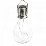 Фонарь садовый на солнечной батарее &quot;Лампочка Прозрачная&quot;, 4 led, пластик, на прищепке