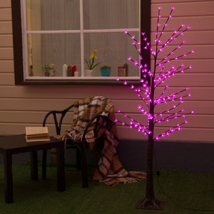 Дерево светодиодное 1.2 м, "Ромашки", 160 LED, 220 В, РОЗОВЫЙ