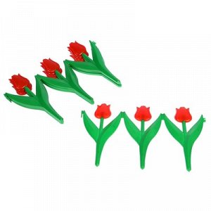 Ограждение 30 х 225 см, 5 секций, пластик, красный цветок «Тюльпан»