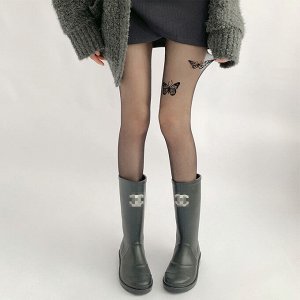 Колготки женские, тонкие, с рисунком, с бабочкой
