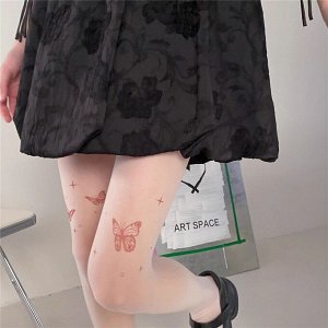 Колготки женские, тонкие, с рисунком, с бабочкой