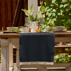 Дорожка на стол «Этель» Linen style, 40x146 см, серая, МИКС,100% лён
