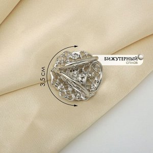 QF Кольцо для платка «Цветы Ажур», белое в серебре