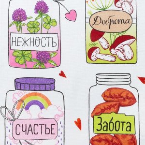 Полотенце кухонное «Доляна. Любовь, теплота, нежность», 34x60 см, рогожка, хлопок 100%, 160 г/м
