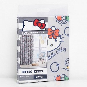 Штора- тюль  Hello Kitty 150х270 - 1 шт., цвет серый, сатен
