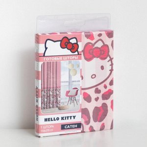 Штора Hello Kitty 150х270-1шт., цвет розовый , сатен