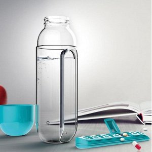 Бутылка для воды 600 мл, с таблетницей
