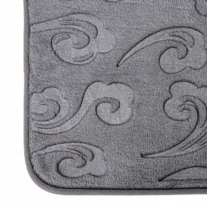 Набор ковриков для ванны и туалета Доляна «Грация», 2 шт: 40?50, 50?80 см, цвет серый