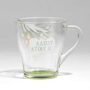 Кружки стеклянные новогодние «Тепла и уюта!», набор 2 шт.