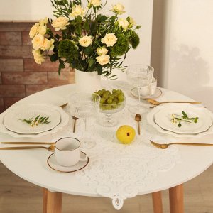 Дорожка на стол Этель ажурная, белая, 40*90 см, 100%п/э