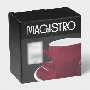 Кофейная пара Magistro Coffee time, чашка 180 мл, блюдце d=14.5 см, фарфор, красная
