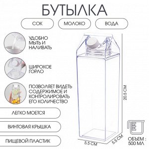 Бутылка для напитков «Пакетик», 500 мл, 20.5x5.5 см