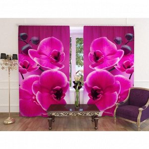 Фотошторы «Розовая орхидея», ширина 150 см, высота 260 см, 2 шт, шторная лента, габардин