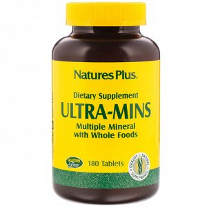 Nature&#x27 - s Plus, Ultra-Mins, мультиминералы с цельными продуктами, 180 таблеток