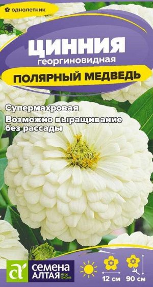 Цветы Цинния Полярный Медведь/Сем Алт/цп 0,2 гр.