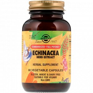 Solgar, Экстракт эхинацеи, 60 растительных капсул