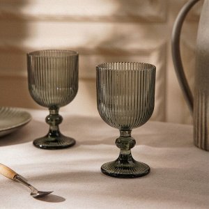 Набор бокалов для вина SL Home «Модерн», 250 мл, 8*14,5 см, стекло, графитовый
