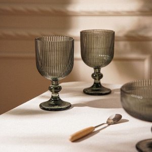 Набор бокалов для вина SL Home «Модерн», 250 мл, 8*14,5 см, стекло, графитовый