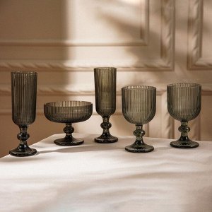 Набор бокалов для вина SL Home «Модерн», 250 мл, 8*14,5 см, стекло, графитовый