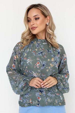 Блузка шифон женская  7016/50/Оливковый