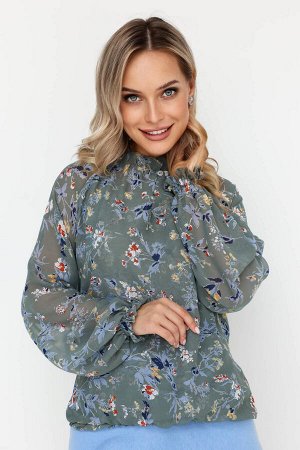 Блузка шифон женская  7016/50/Оливковый