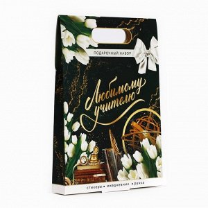 Подарочный набор «Любимому учителю», ежедневник А5, 80 л, стикеры и ручка