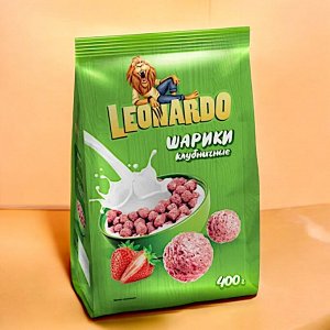 Готовый завтрак «Leonardo», «Шарики клубничные», 400 г