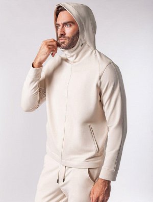 Худи из эластичного футера двунитки бежевый