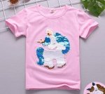 Футболка из хлопка с пайетками,розовый