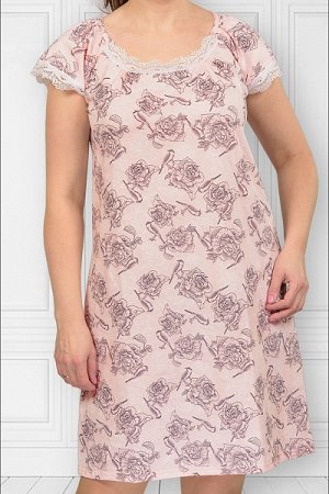 Сорочка с кружевом стрейч, НОВИНКА розовый (236-10)