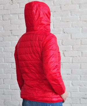 Ультралегкая женская куртка с капюшоном, цвет красный