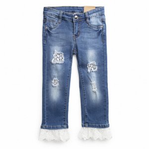 192154 Брюки текстильные джинсовые для девочек 104