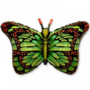 901778VE Шар-фигура, фольга, "Бабочка Монарх зеленая" (FМ), 38"/97 см