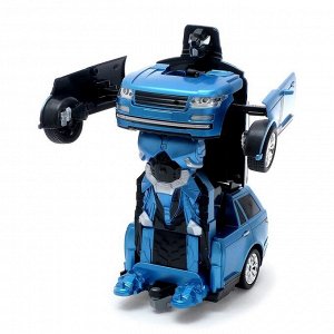 Робот-трансформер радиоуправляемый «Джип», работает от аккумулятора, заряд от USB, цвет синий