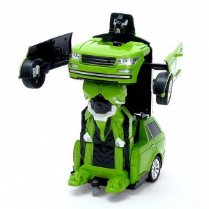 Робот-трансформер радиоуправляемый «Джип», с аккумулятором, заряд от USB, цвет зелёный