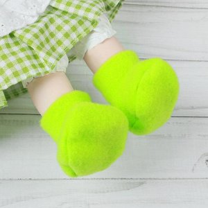 Носки для куклы, длина стопы 7 см, цвет зелёный