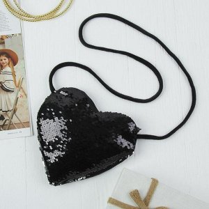 Мягкая сумочка "Сердце" с пайетками, цвет чёрный