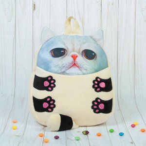 Мягкая игрушка-рюкзак "Котик" розовый носик и большие глазки