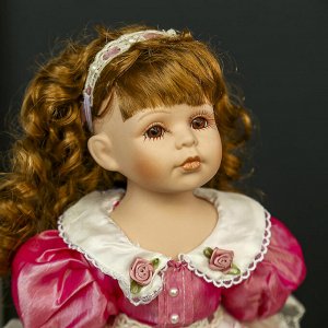 Кукла коллекционная керамика "Машенька с медвежонком" 40 см