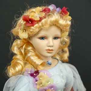 Кукла коллекционная керамика "Мирослава в нежно-голубом платье" 45 см