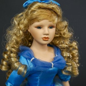Кукла коллекционная керамика "Мальвина в небесно-голубом платье" 45 см